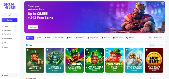 Spinrise Casino interface